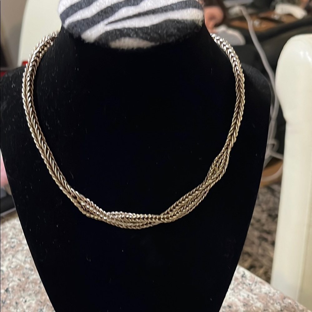 Elegant Silver  925 Twisted  braided Chain Necklace